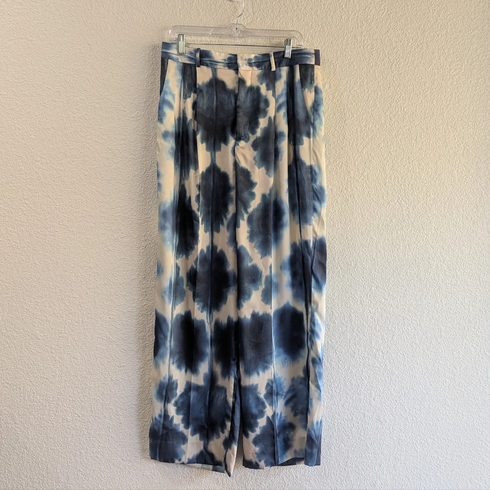 NWT Zara Tie-Dye Satin Look Wide Leg Trousers Size Large Festival Coachella - Picture 3 of 11